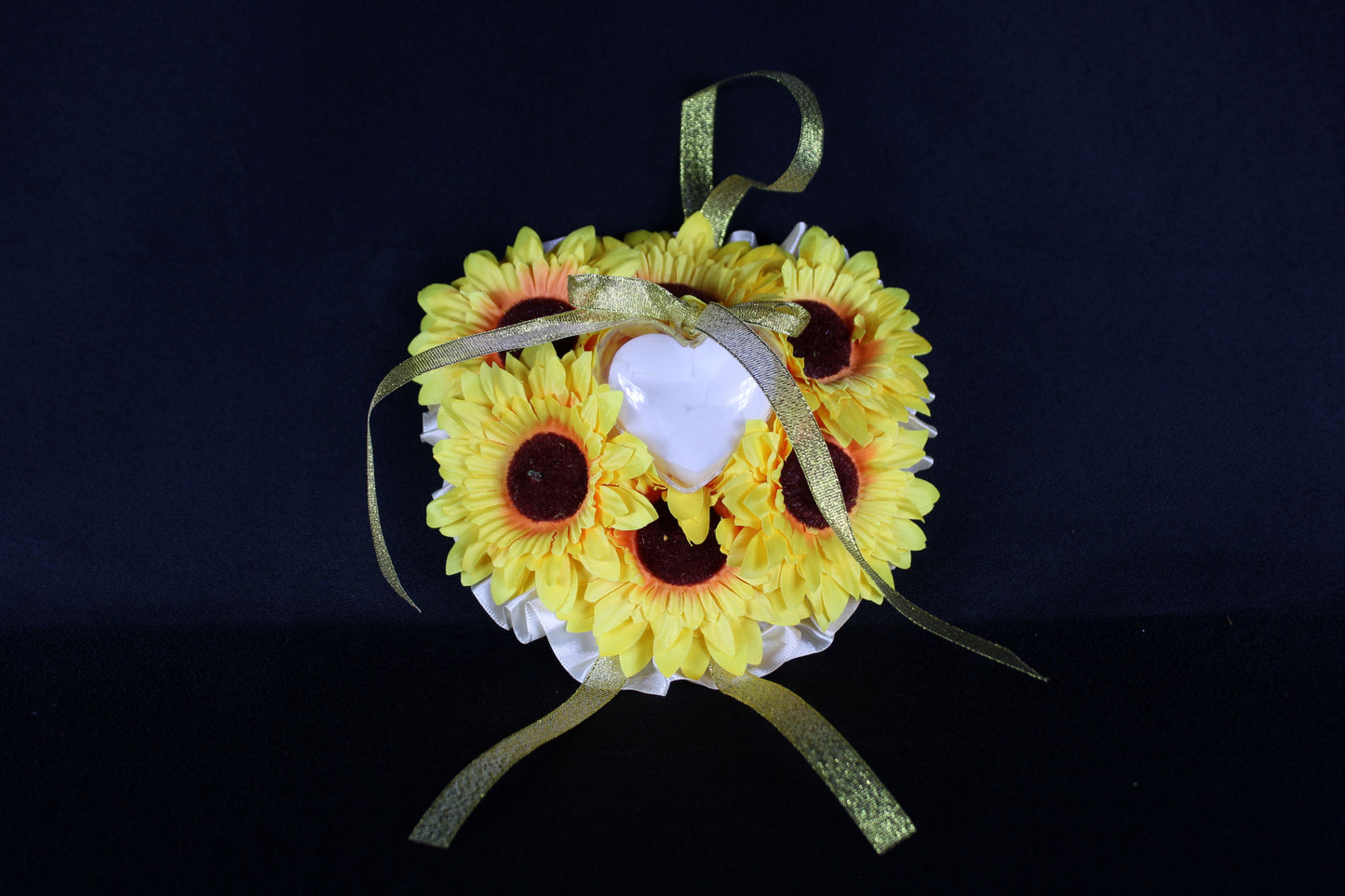Daisy and sunflower ring pillow